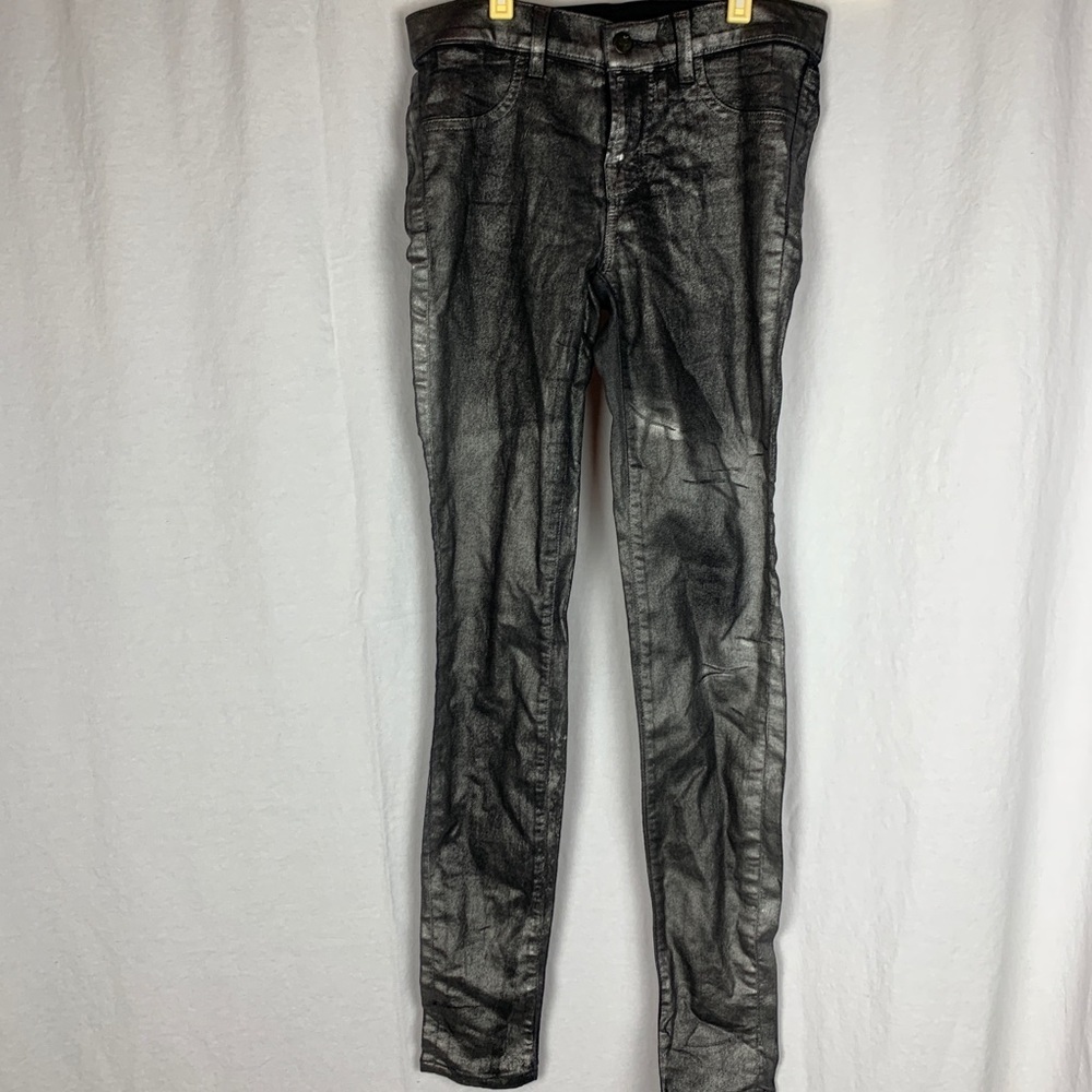 J brand distressed metallic jeans